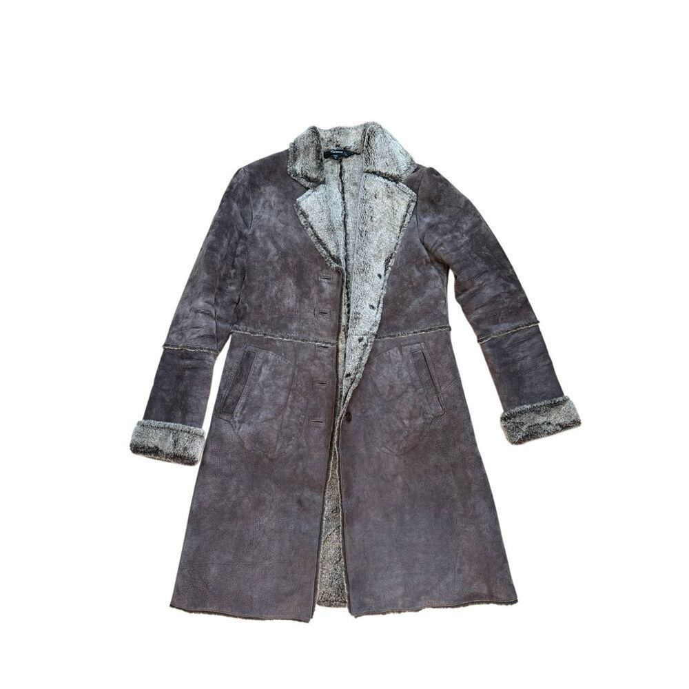 Y2K Vintage Genuine Suede and Shearling Brown Penny Lane Coat Medium